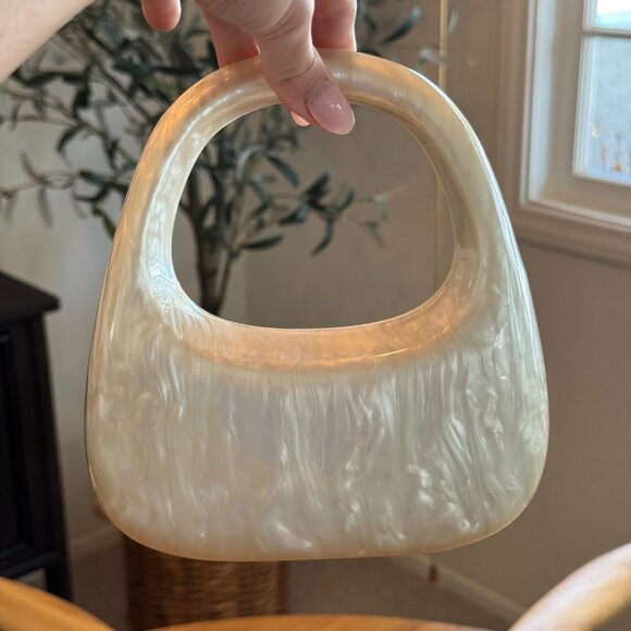 Mango Pearl Effect Clutch Purse - White - Picture 2 of 8